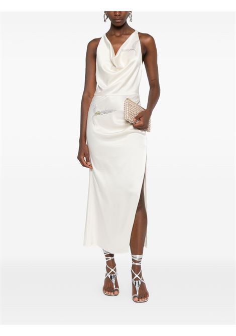 Abito con cristalli e spacco in bianco David koma - donna DAVID KOMA | SS25DK37DOFFWHTSLVR